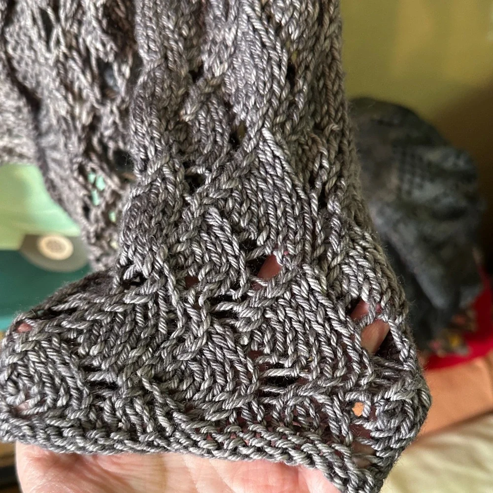 Handmade Wool Gray Women's Knit Lace Shrug